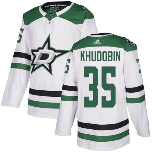 Mens Dallas Stars #35 Anton Khudobin White Stitched NHL Jersey Dzhi